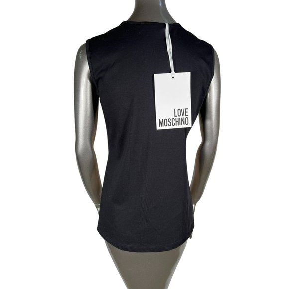 Love Moschino NWT Brown Heart Arrow Top Black Sleeveless Blouse Tank Shirt 4 - Picture 4 of 6